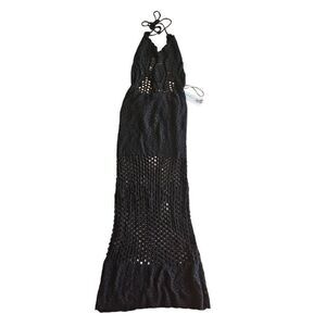 Summer Haus Beach Bunny Sz S black crochet Ariana dress open back